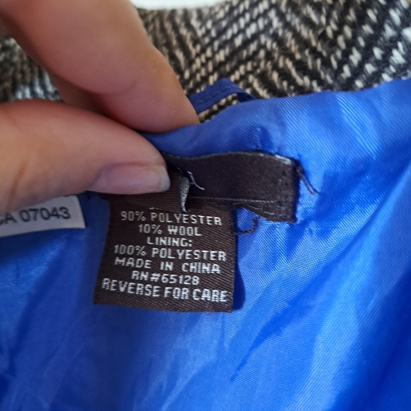 Luii | Black & white wool blend herringbone one button closer women's jacket - Picture 8 of 8